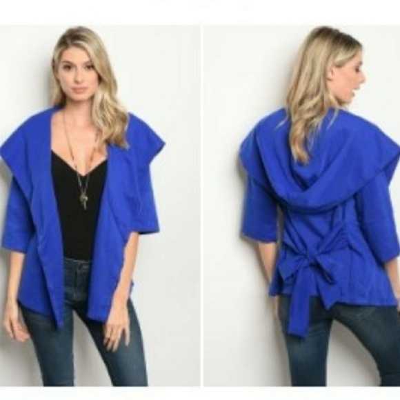 Royal Blue Kimono Jacket with Cowl Collar Extaren - Picture 3 of 6